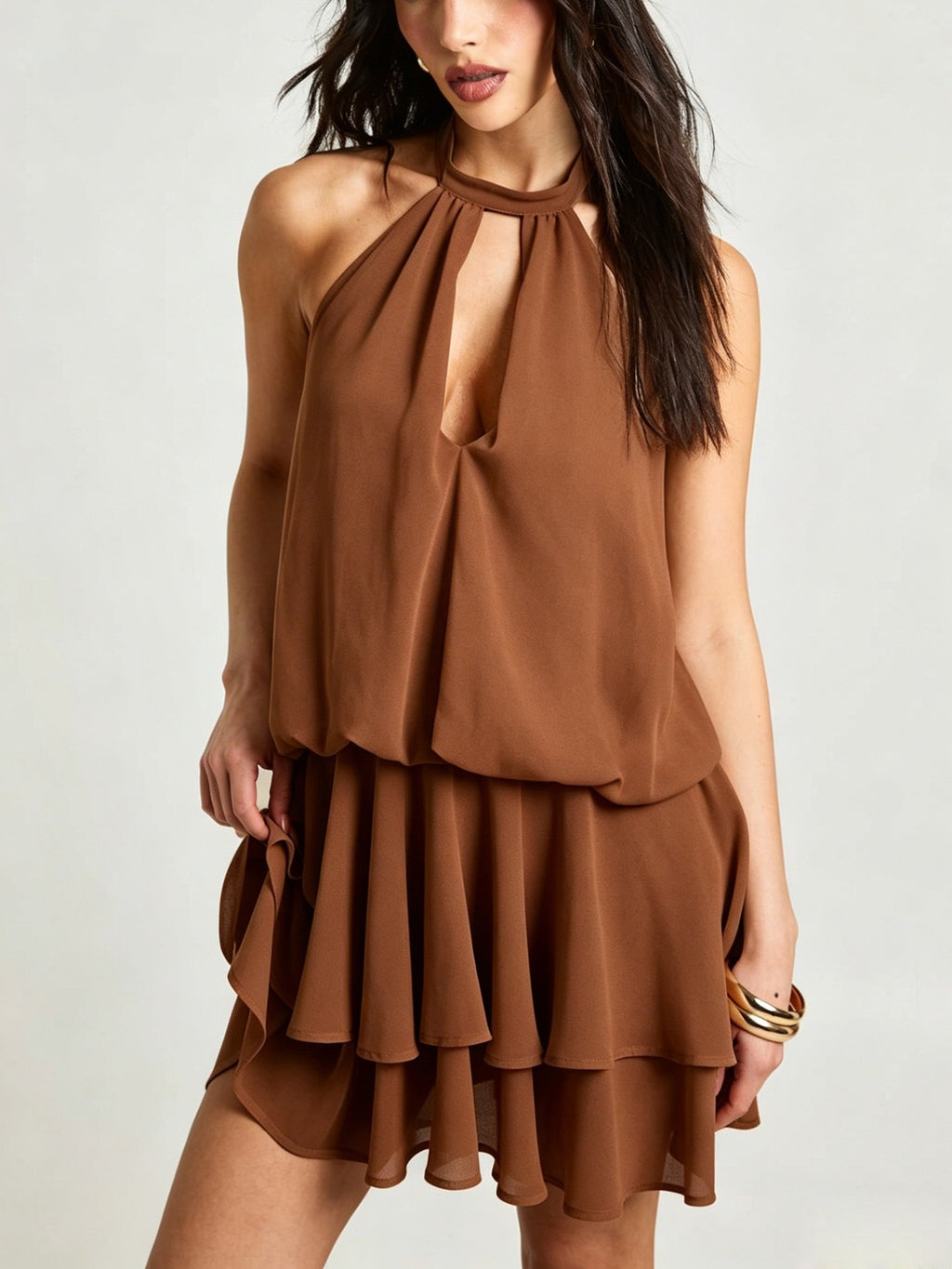 Mini dress with ruffled edges