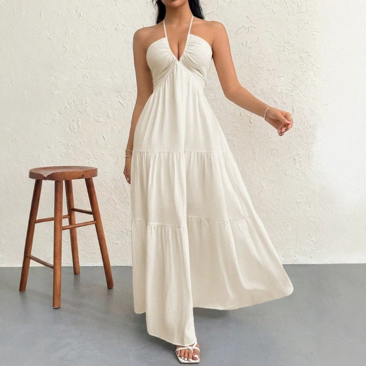 Bohemian Deep V-Neck Belted Slip Dress