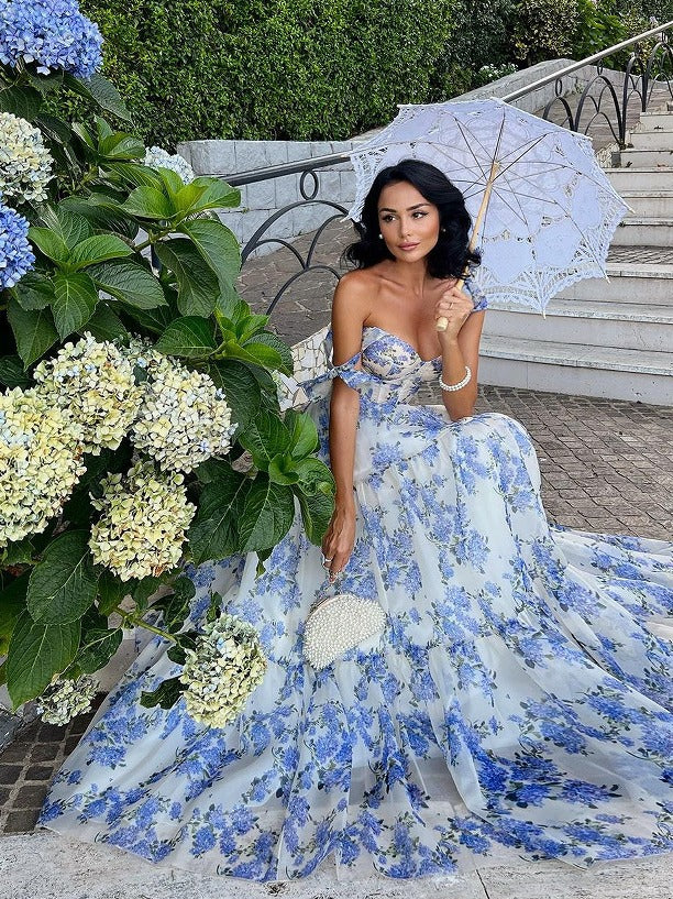 Cross-border New Spring and Summer Shoulder European and American Women's Fashion Organza Fairy Long Elegant Evening Dress dress