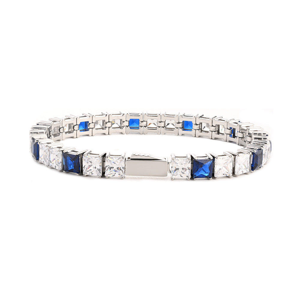 Stainless Steel Tennis Chain Bracelet Square Zircon Light Luxury Jewelry