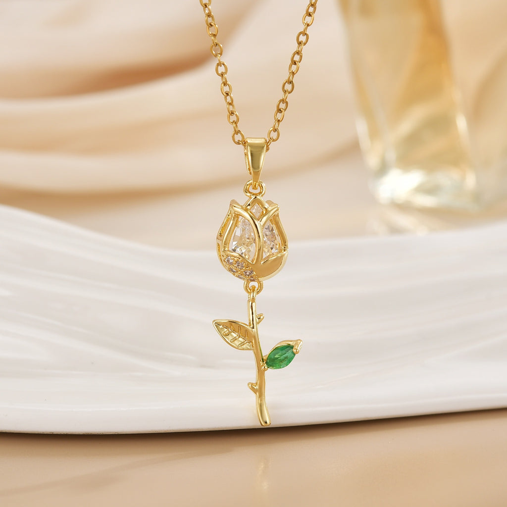 Tulip Flower Design Titanium Steel Necklace