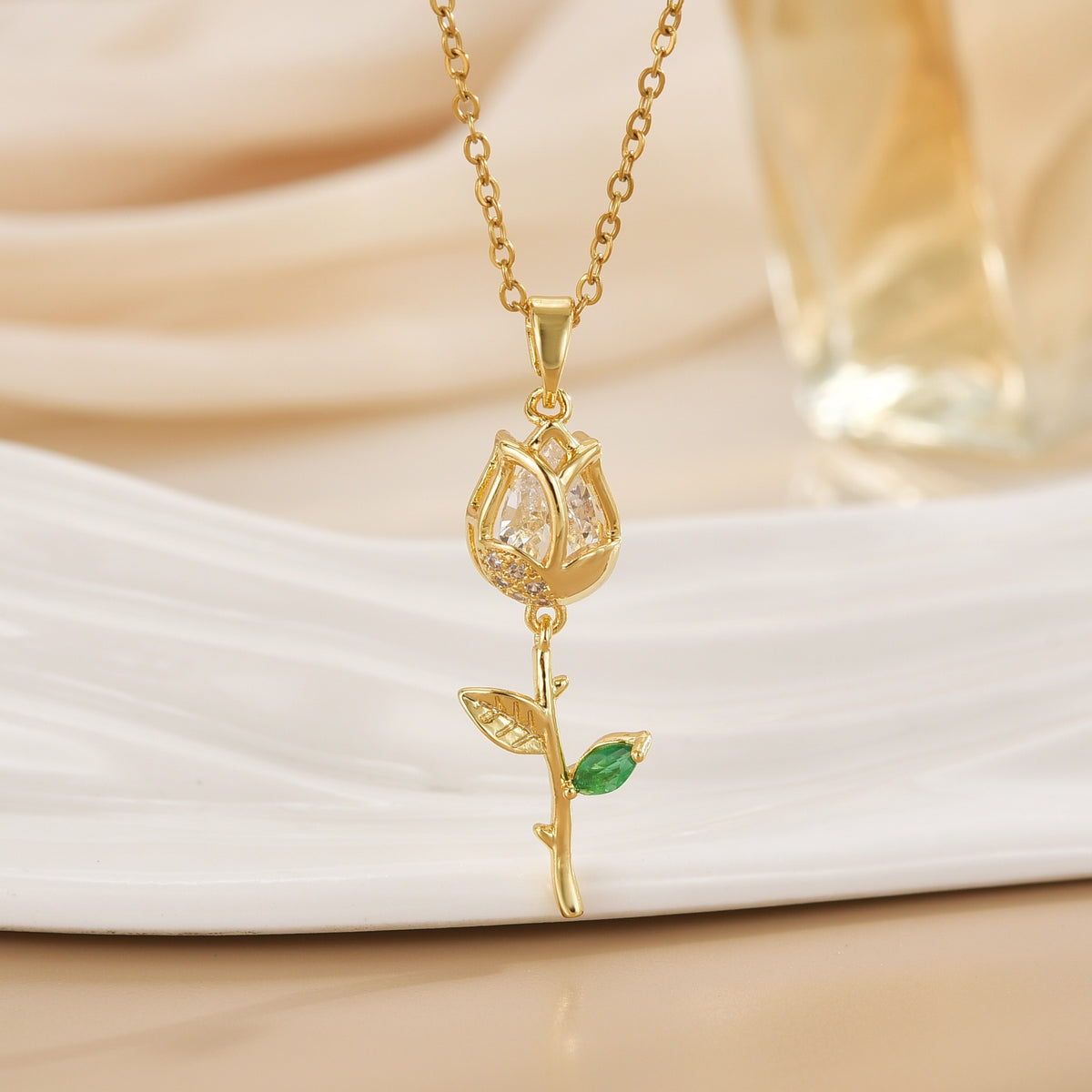 Tulip Flower Design Titanium Steel Necklace