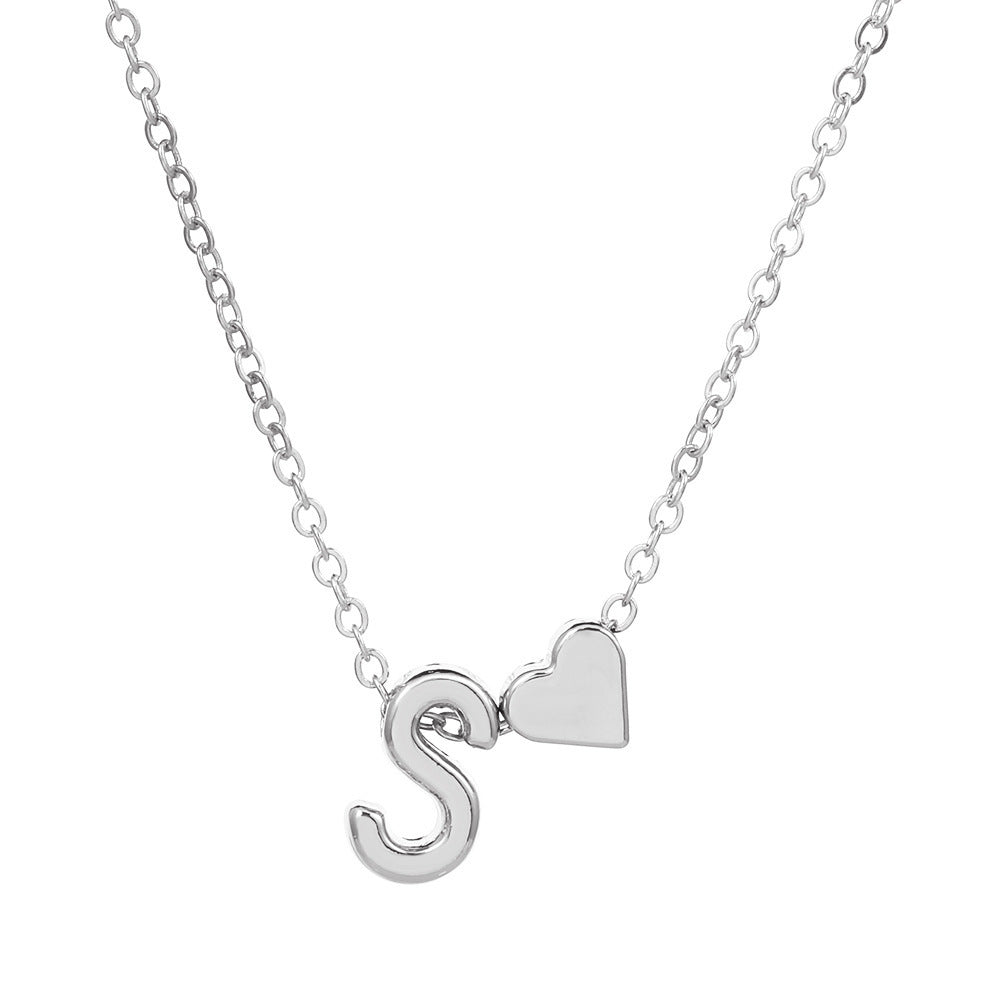 Heart Letter Necklace and Bracelet Set