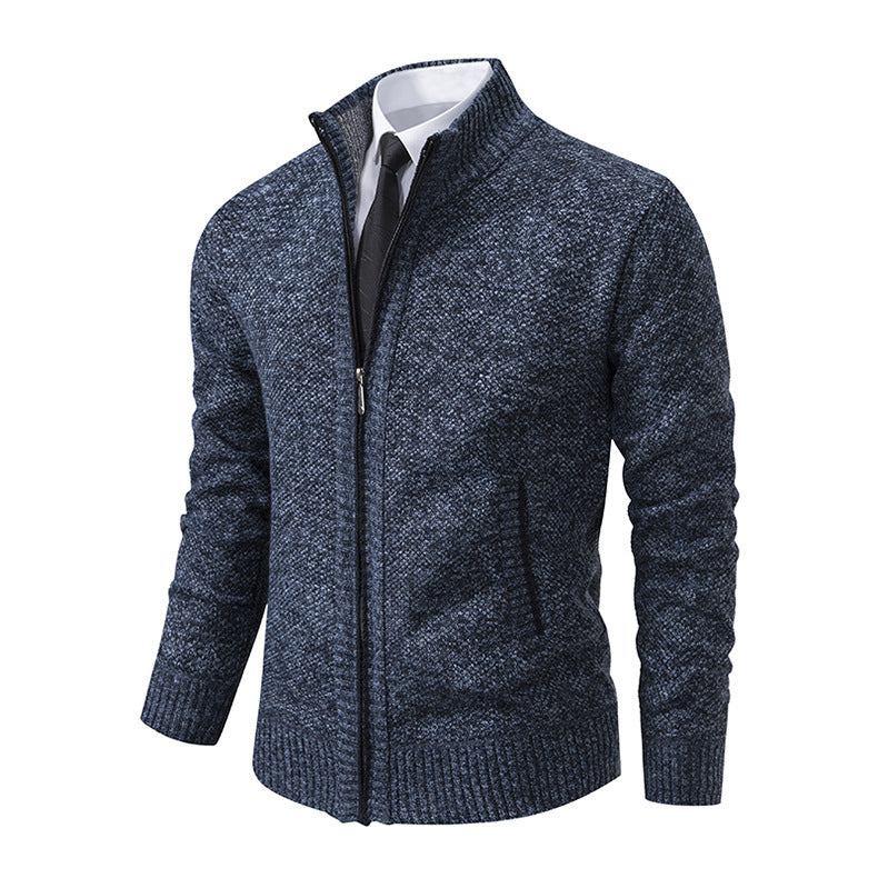 Plus Size Men Stand Collar Casual Cardigan Jacket