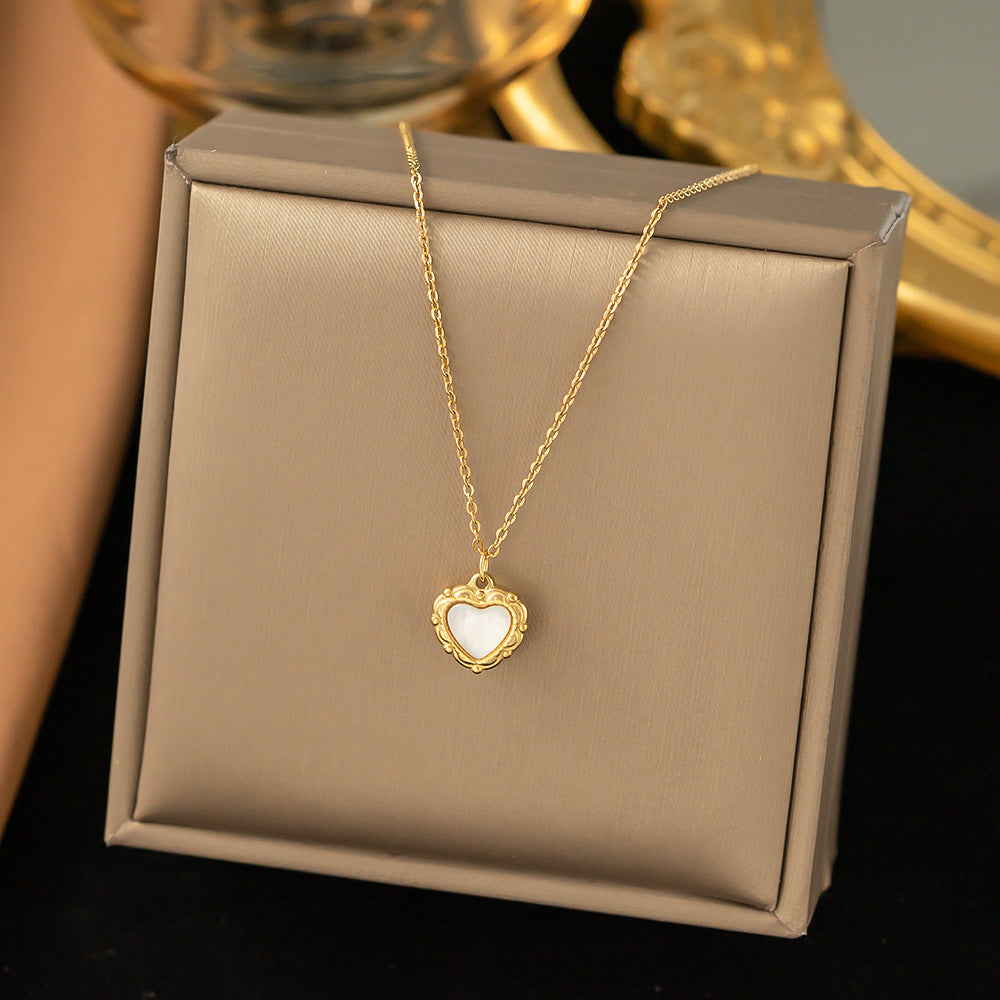 Titanium Steel Heart-Shaped Necklace for Women Fashion Heart Pendant Necklace