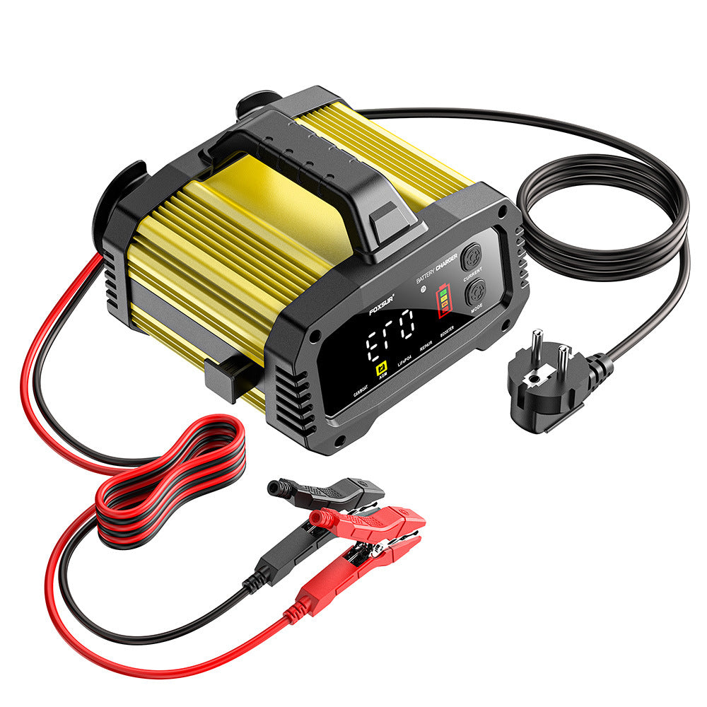 Portable 12V 24V Car Battery Charger with Auxiliary Start