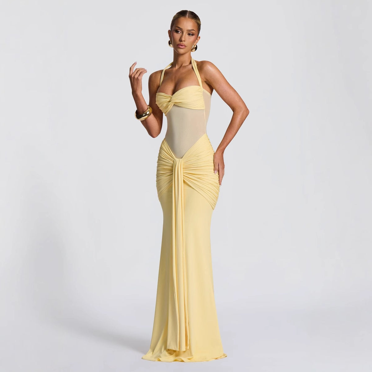 Elegant Mesh Fishtail Bodycon Dress