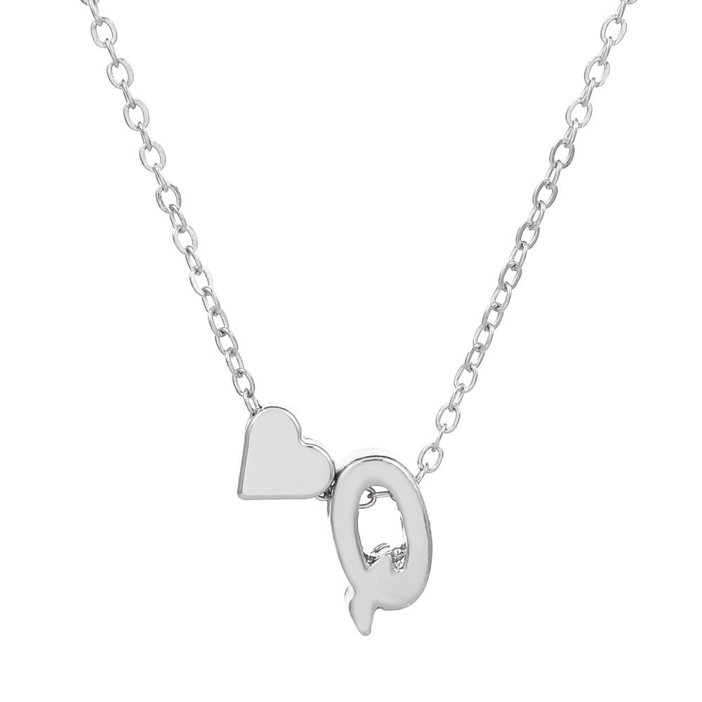 Heart Letter Necklace and Bracelet Set