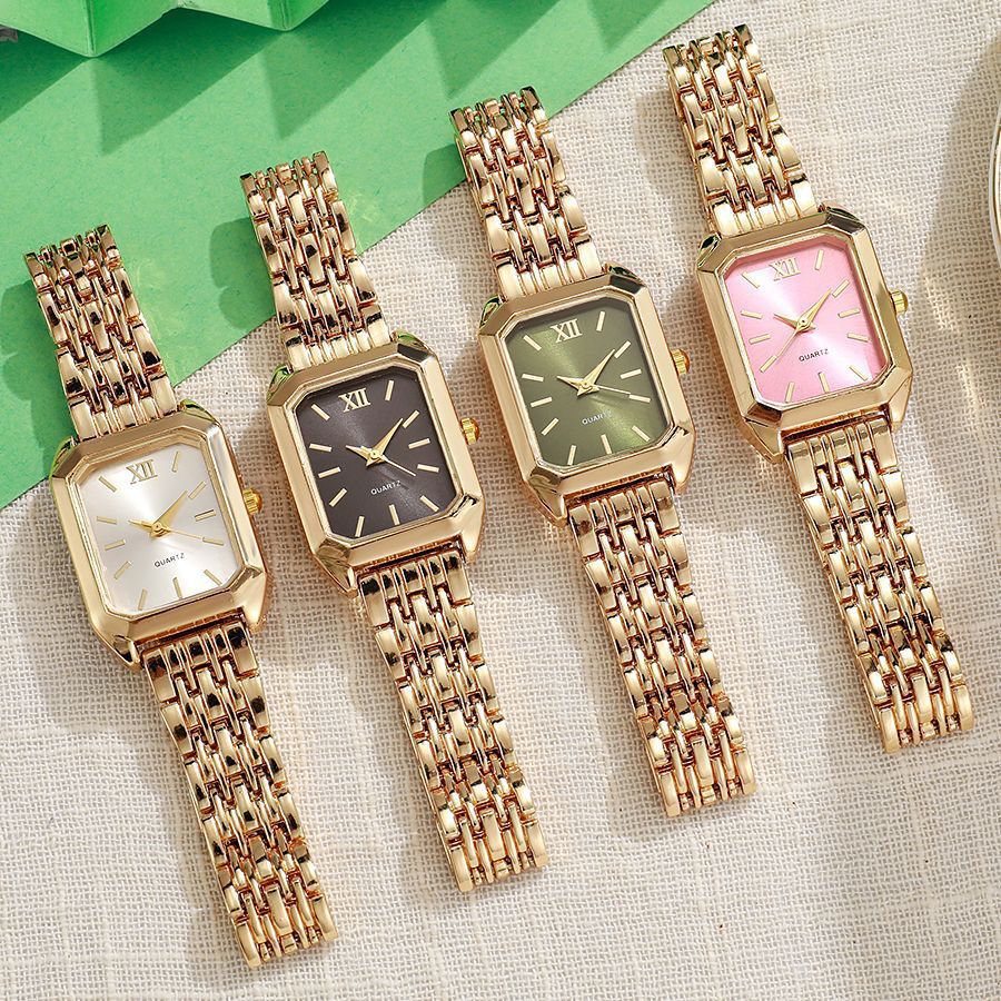Women Fashion Square Quartz Wristwatch Stainless Steel Band Light Luxury