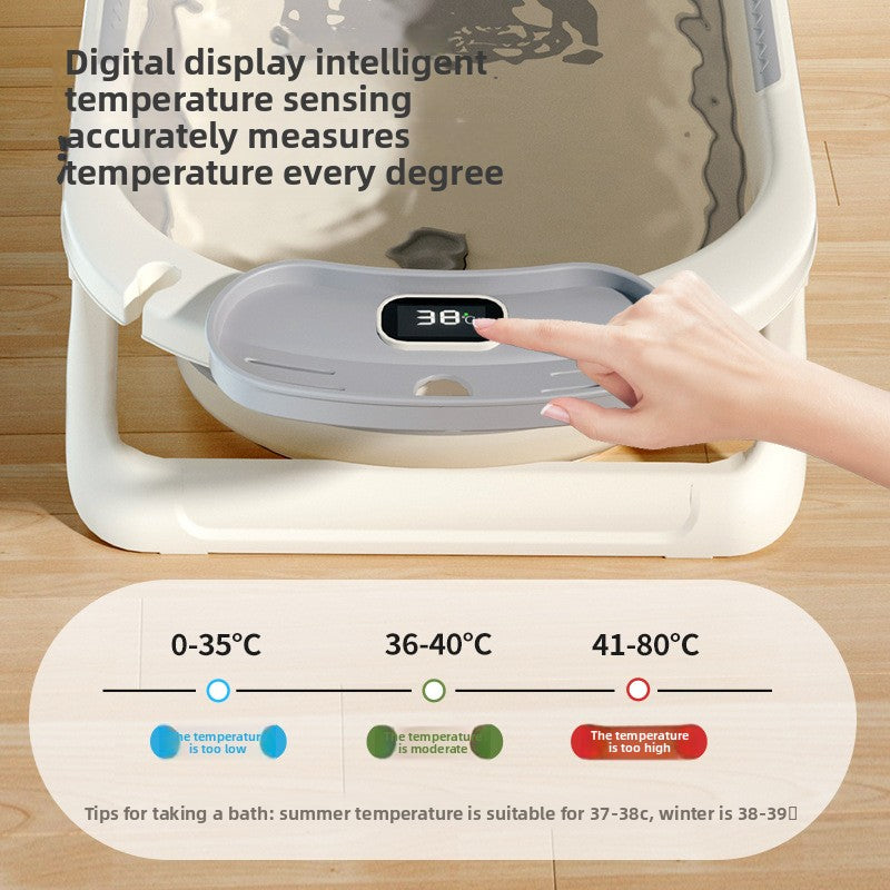 Temperature Sensing Baby Bathtub with Foldable Design