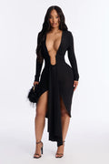 Elegant V-Neck Midi Dress