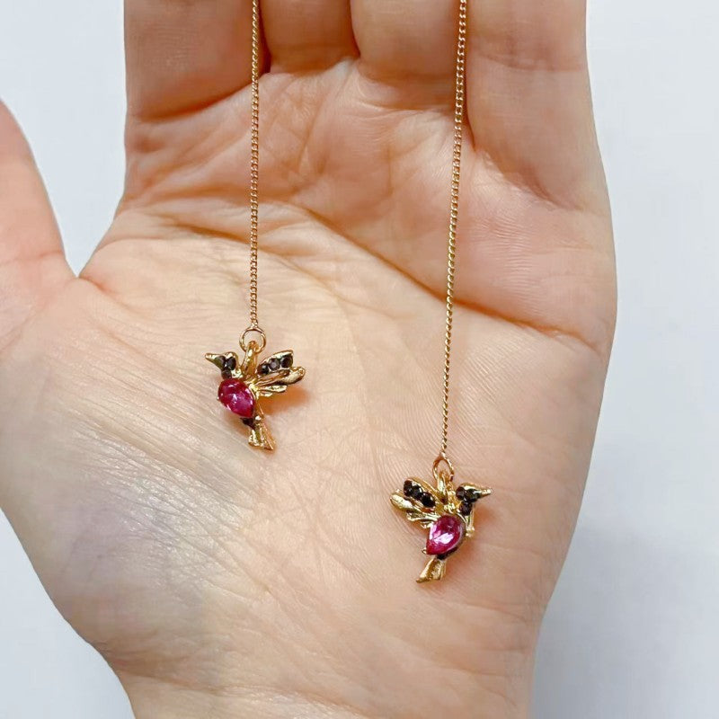 Hummingbird Animal Earrings with Zirconium Details