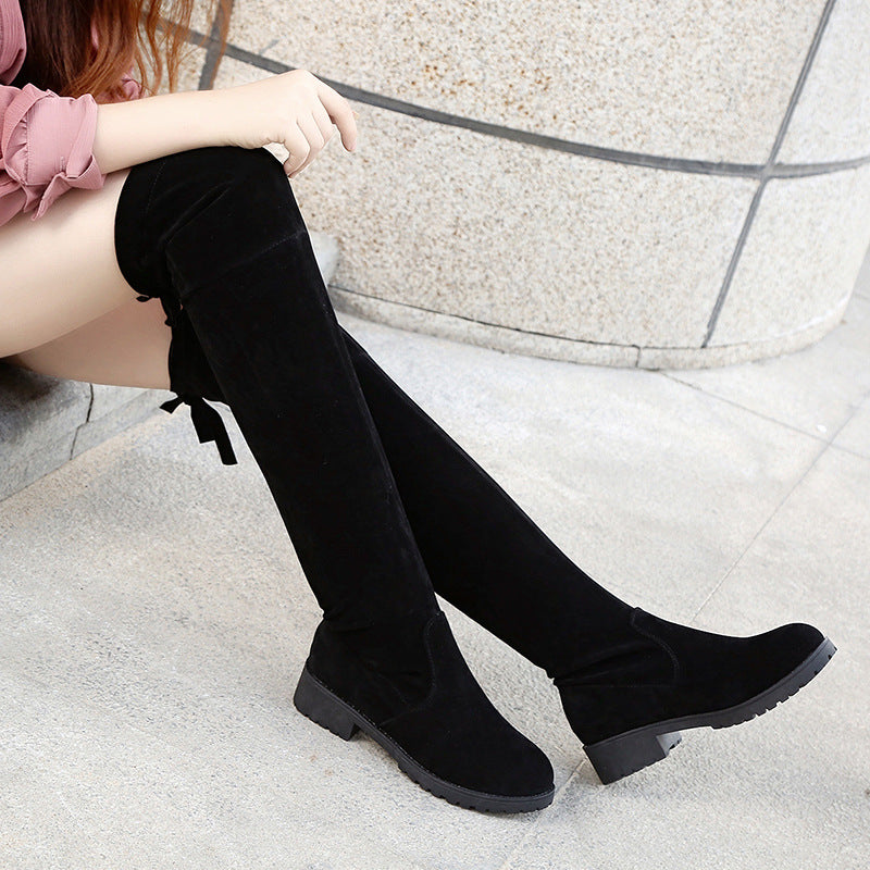 Womens Suede Over-The-Knee Boots with Cotton Lining