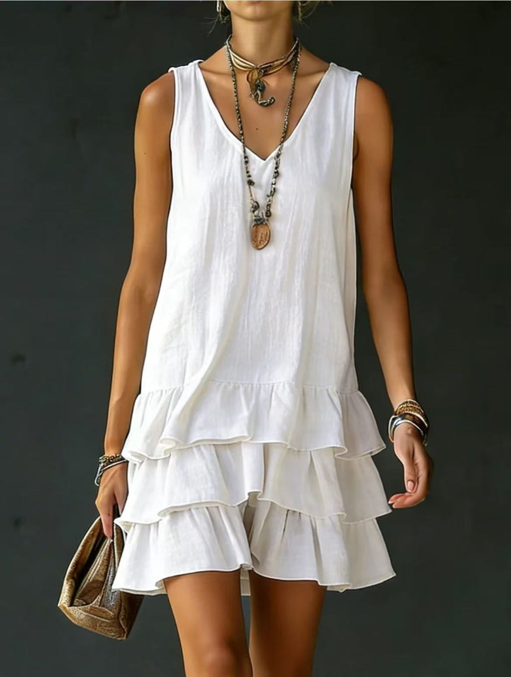 Sleeveless V-Neck A-Line Dress