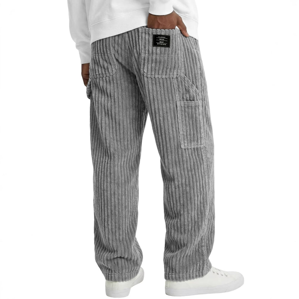 Denim straight-fit casual pants