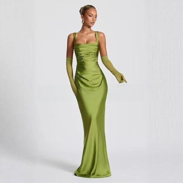 Suspender Satin Evening Dress
