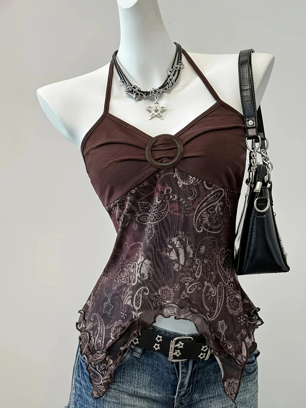 Halter Neck Printed Womens Top