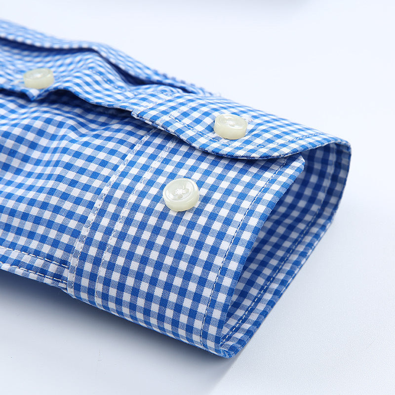 Mens Pure Cotton Plaid Long Sleeve Shirt