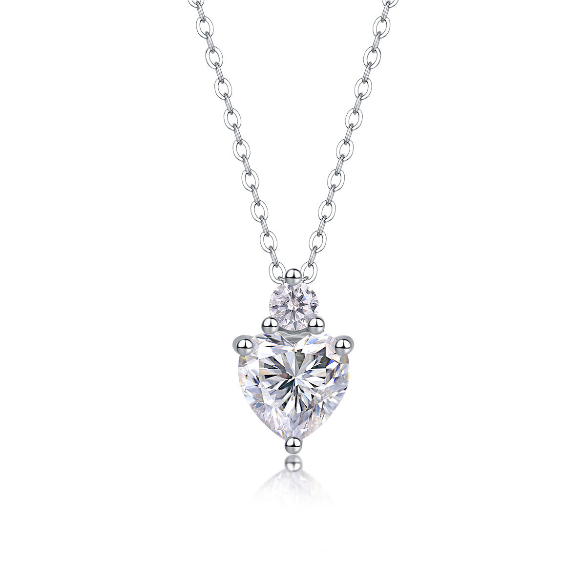 Sterling Silver Moissanite Geometric Pendant Necklace