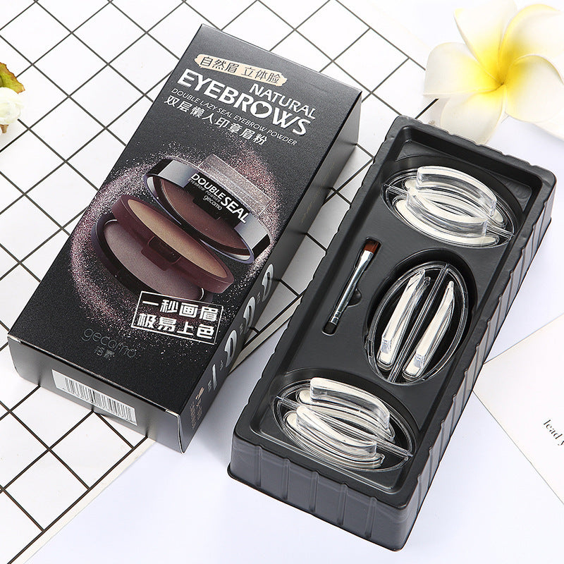 Double-layer, double-color lazy-person stamp mascara powder