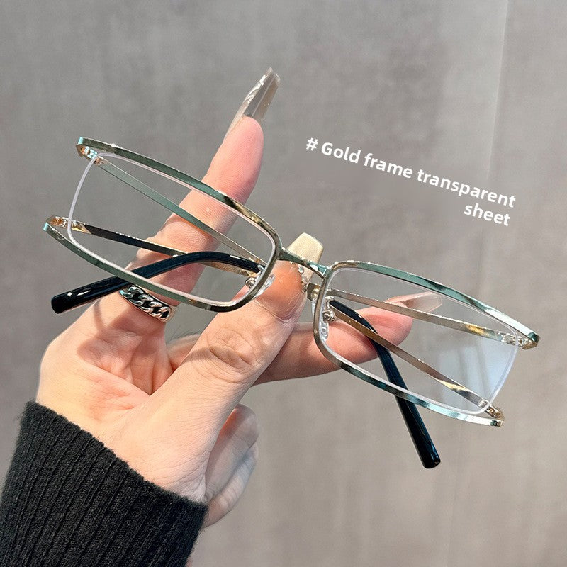 Women's silver metal plain glasses