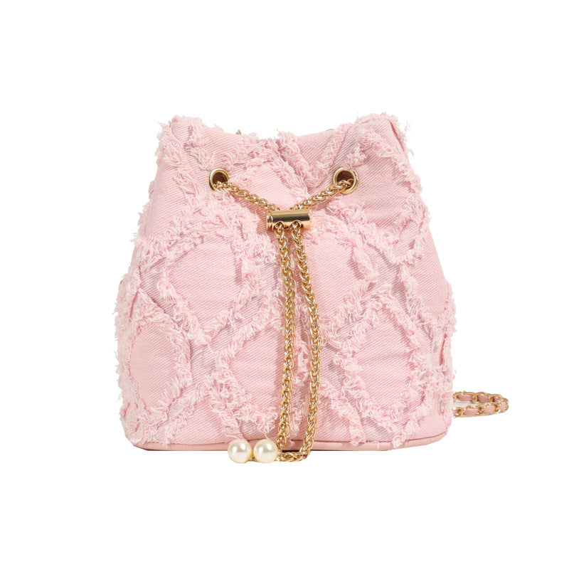 Women's denim bucket bag