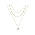 Minimalist Three-Layer Imitation Pearl Teardrop Crystal Pendant Necklace Stainless Steel Clavicle Chain for Women
