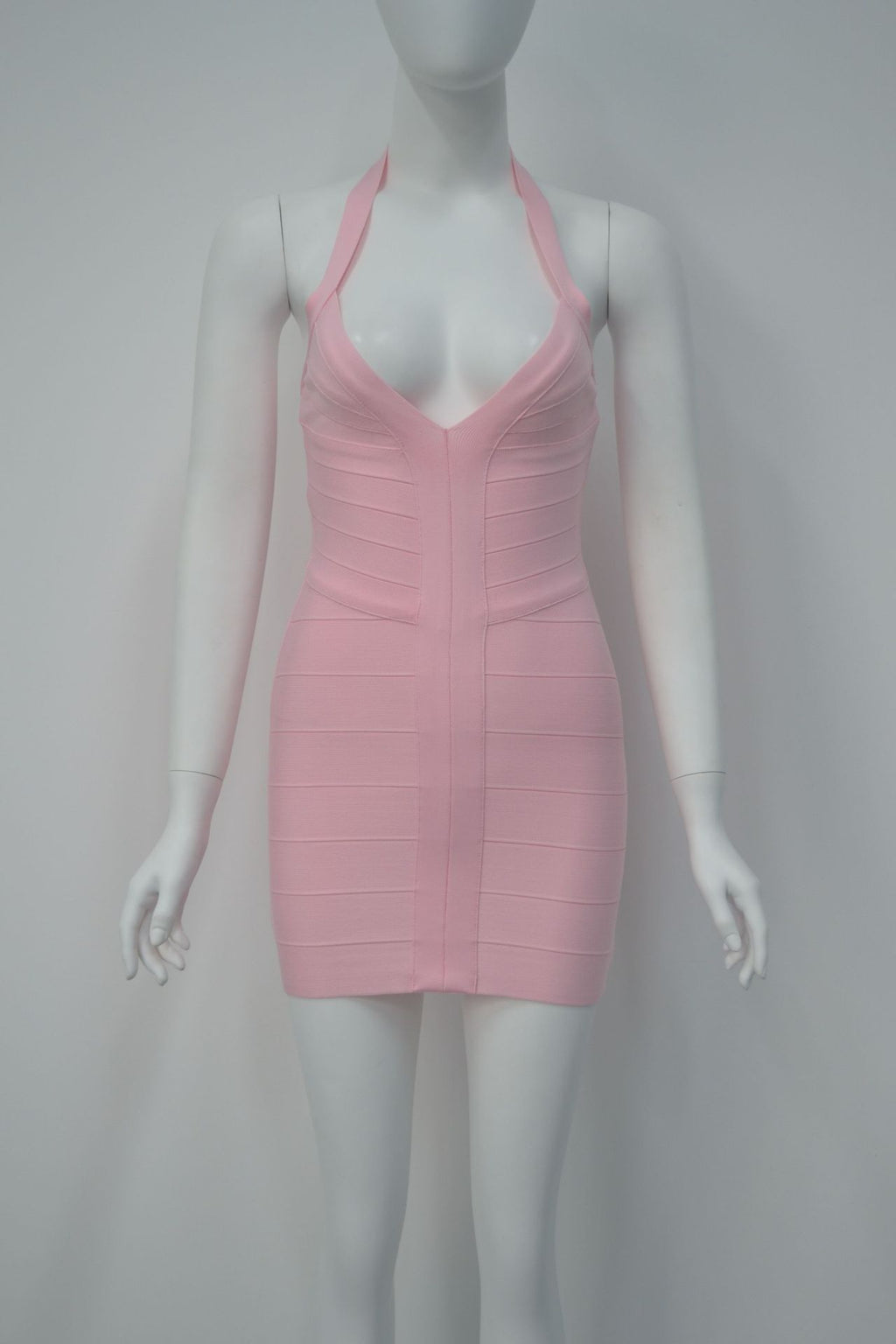 Women's Sexy Halter Backless V-Neck Bandage Party Mini Dress