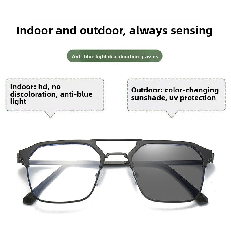 Metal Double Bridge Blue Light Protection Sunglasses