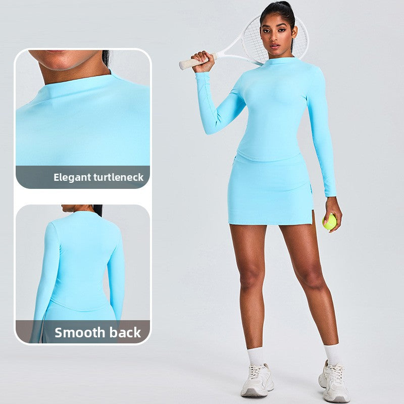 Womens High Neck Long Sleeve Fitness Top