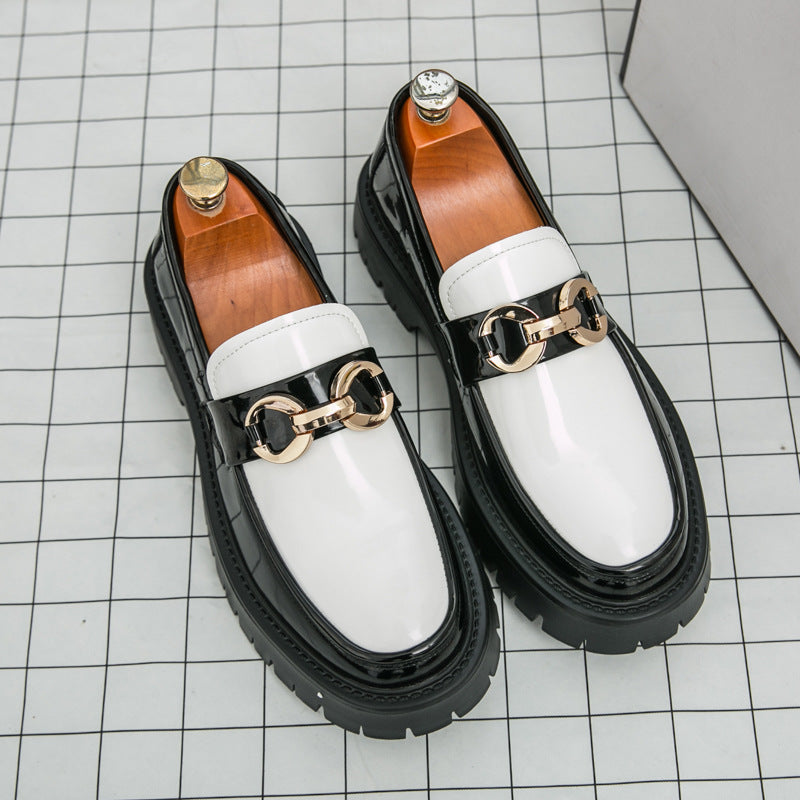 Mens Casual Leather Shoes with Horse Buckle