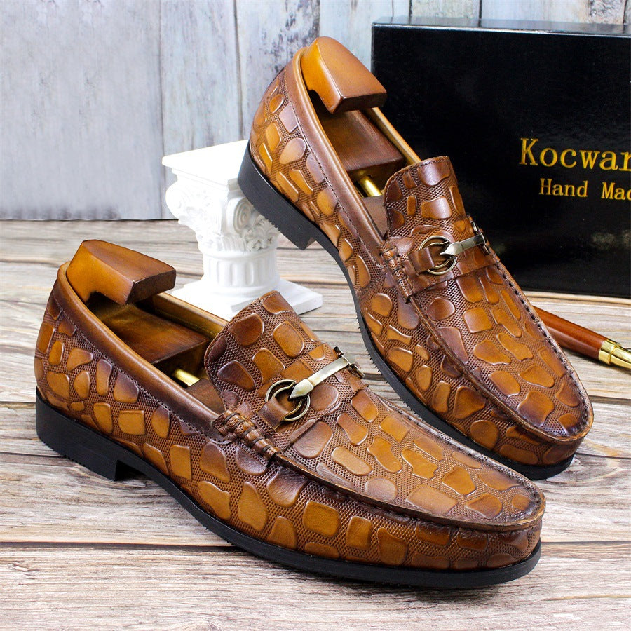Men's Business Casual Loafers with Crocodile Pattern