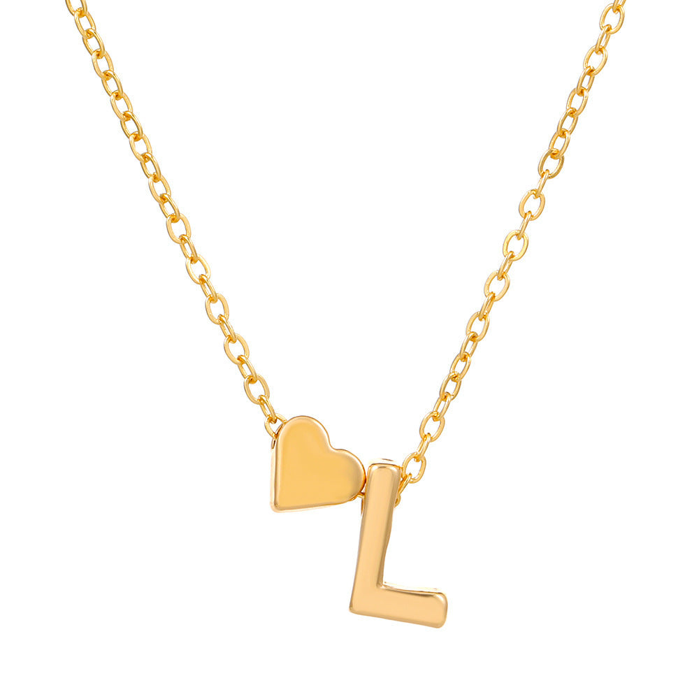 Heart Letter Necklace and Bracelet Set