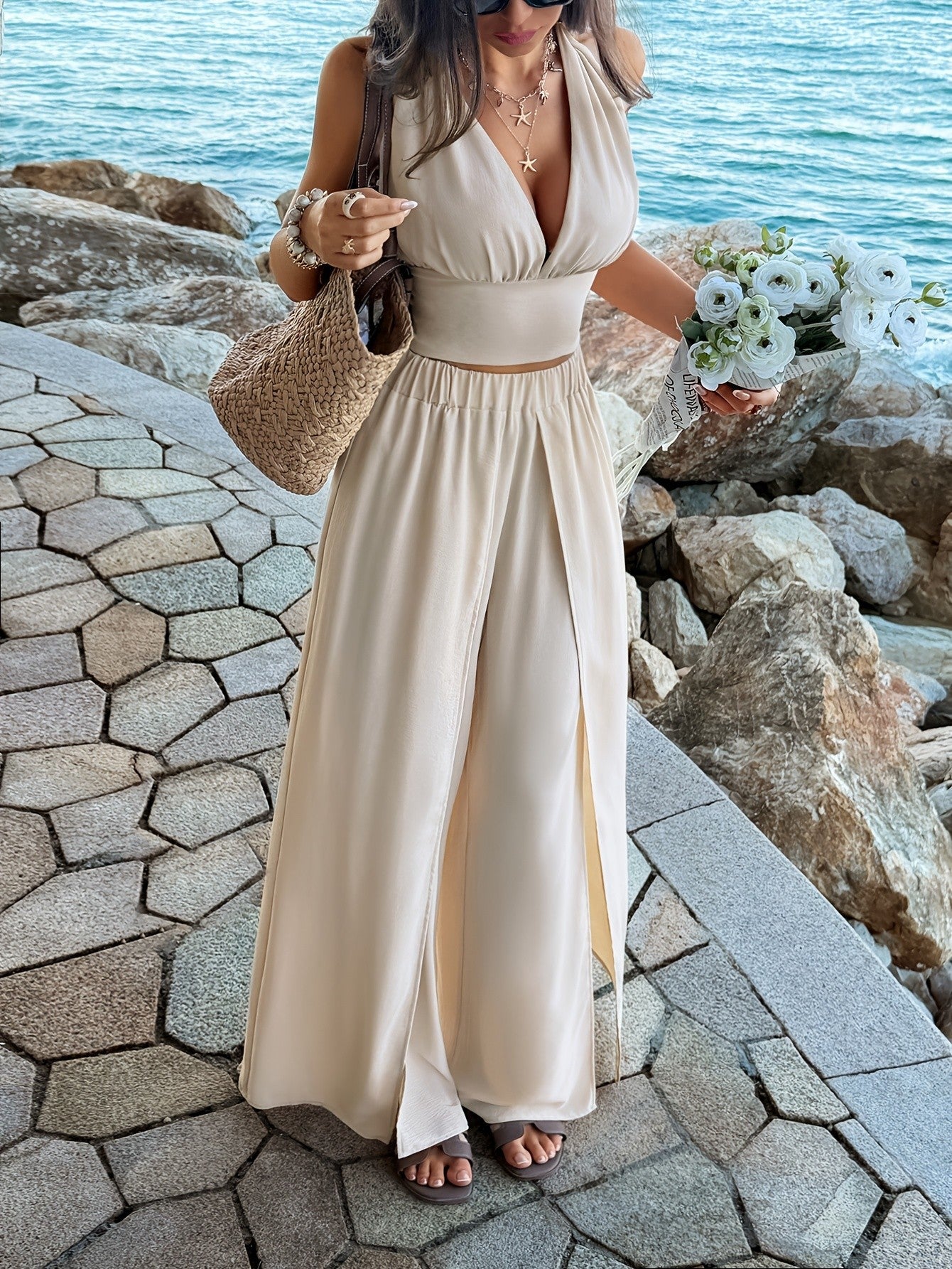 Elegant Sleeveless Vest and Pants Set
