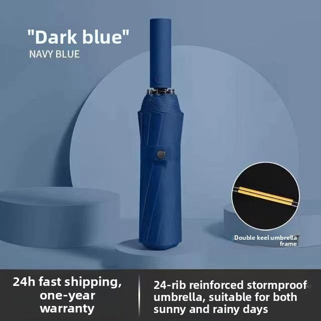 Fully Automatic Vinyl-Coated Tri-Fold Sun and Rain Umbrella