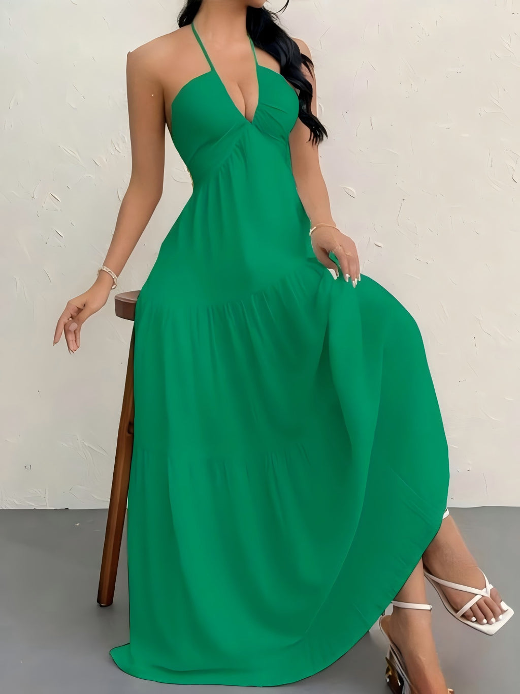 Women's Strapless Halter Dress with Back Detail
