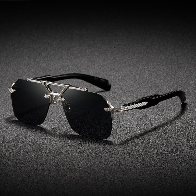 Metal Double Beam Large Frame UV Protection Sunglasses