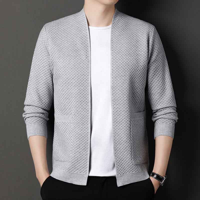 Mens Fish Scale Knitted Cardigan