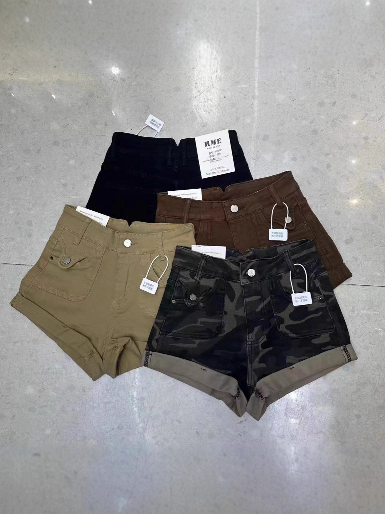 Womens Camouflage Denim Shorts