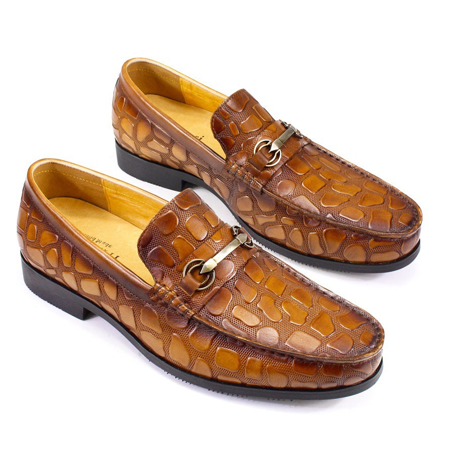 Men's Business Casual Loafers with Crocodile Pattern