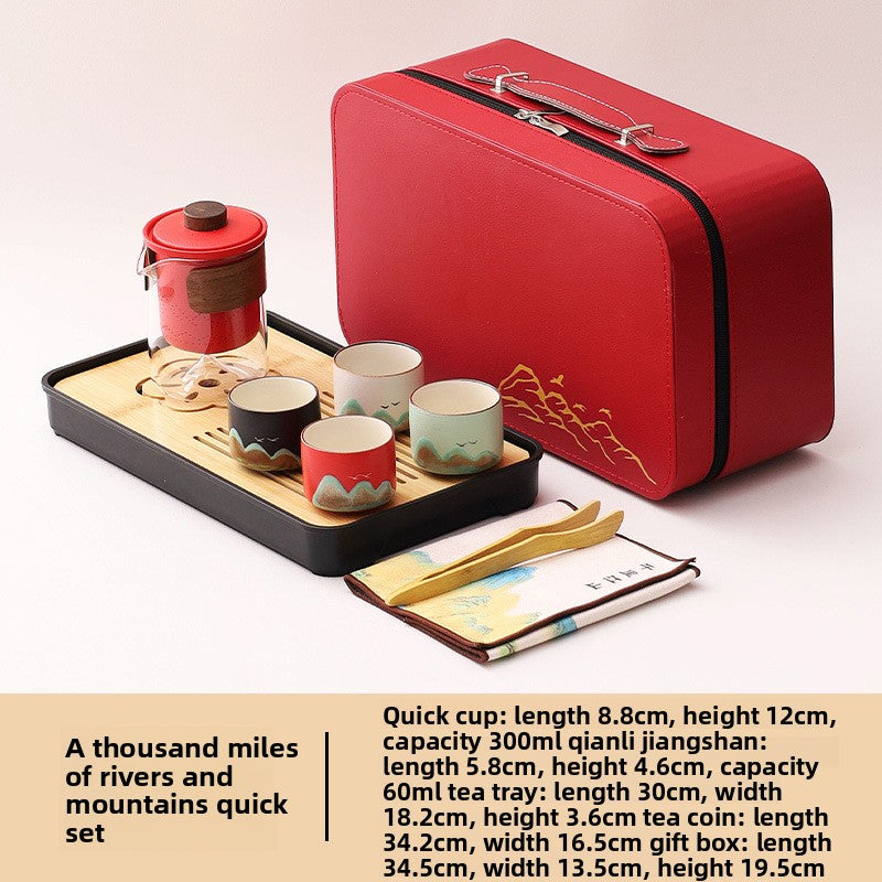 Portable Travel Tea Set with Traditional Design