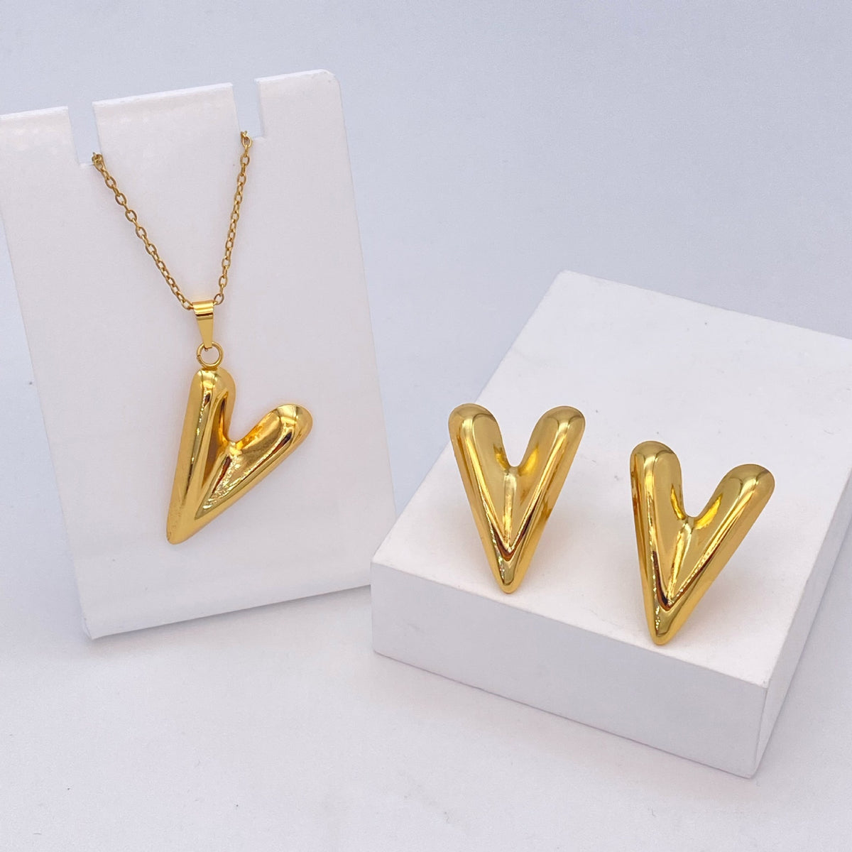 Stainless Steel Earrings and Necklace