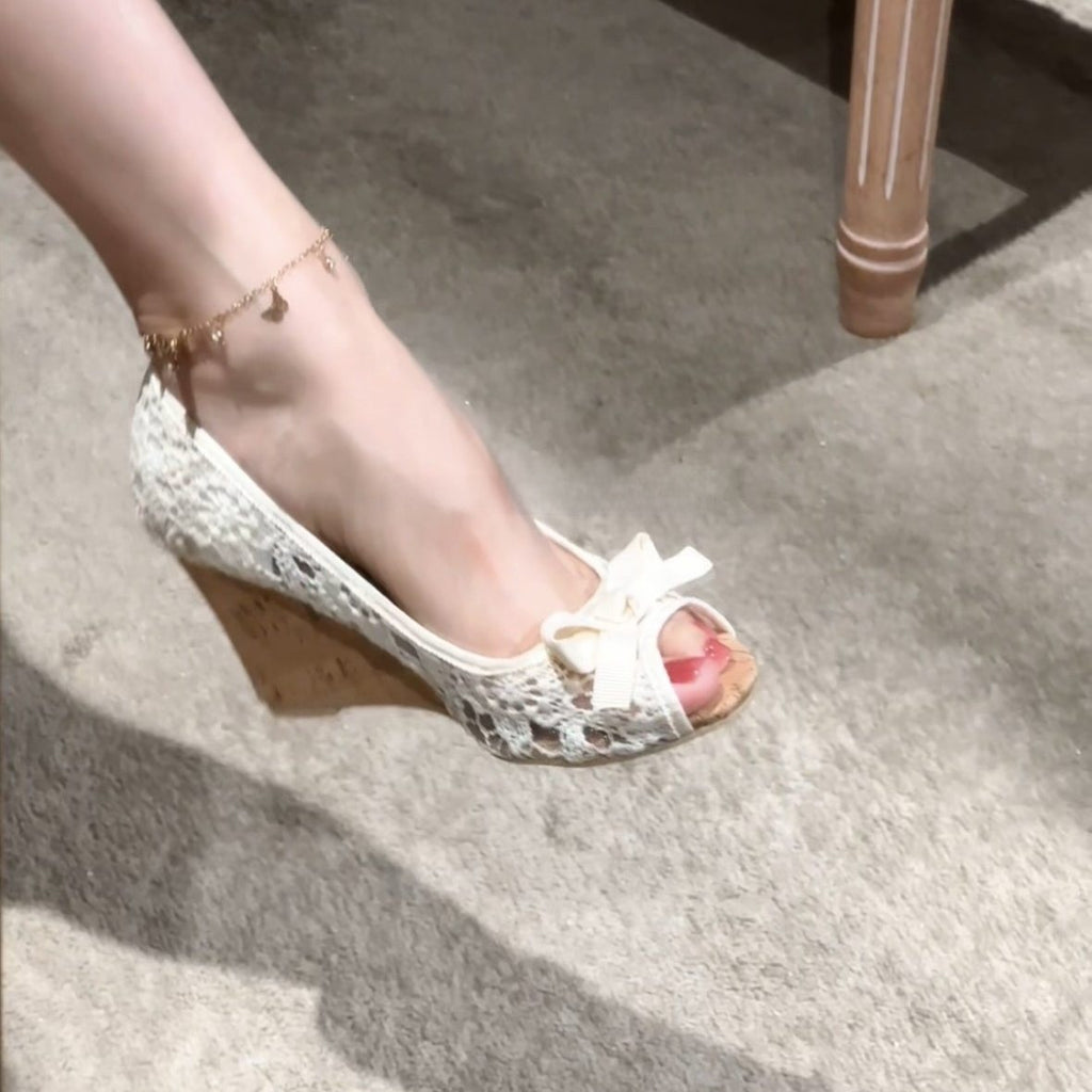 French lace wedge sandals