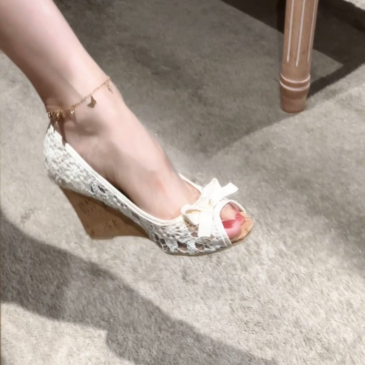 French lace wedge sandals