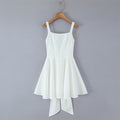 Square Neck Suspender Dress with Back Bow