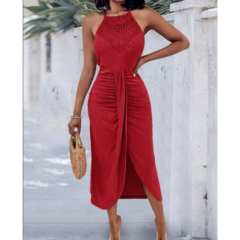Halter-neck sleeveless dress