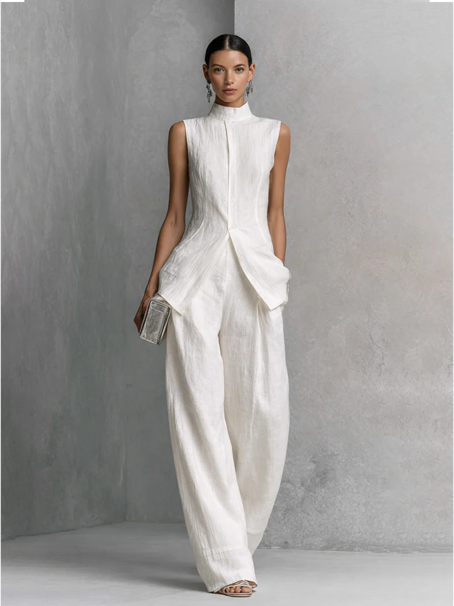 Drapey Sleeveless Top and Long Pants Set