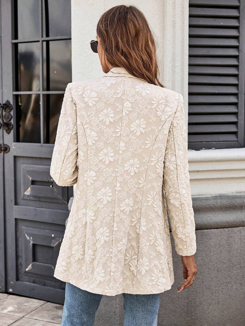 Jacquard Single Button Womens Blazer