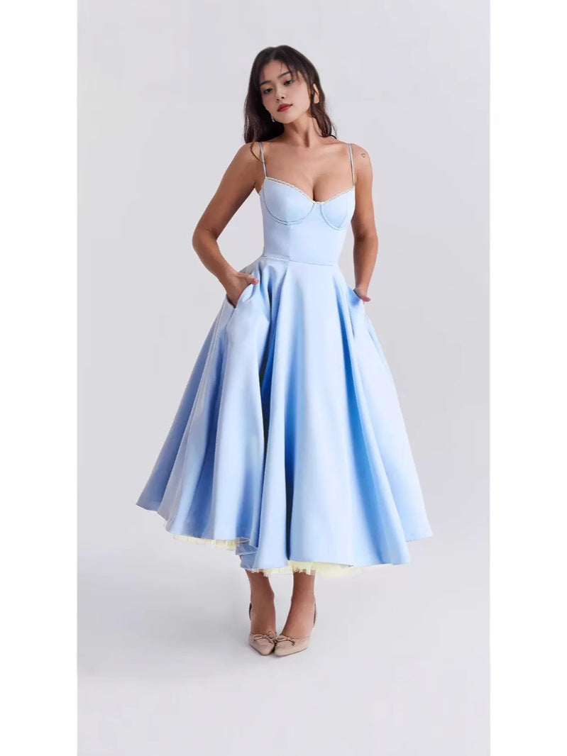 Double Layer V Neck Sleeveless Tutu Dress