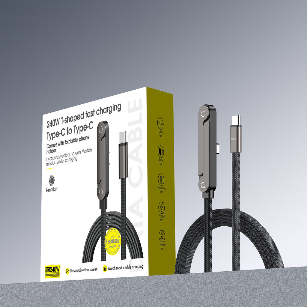 Folding stand, elbow braided charging cable